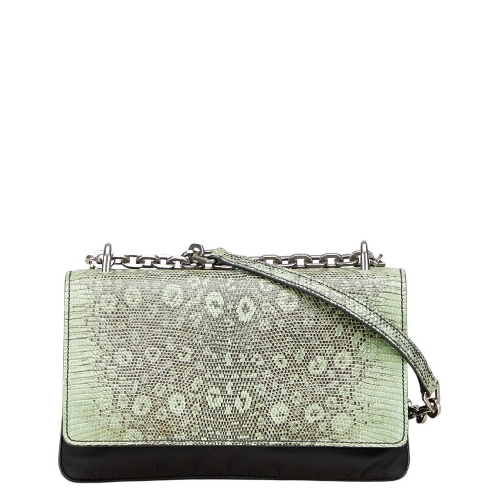 Prada Python Chain Shoulder Bag Black Green - image 1